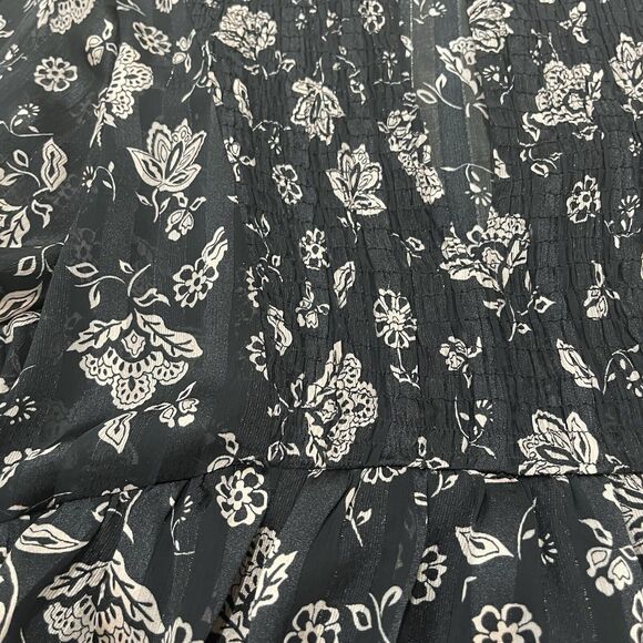 Zara Floral Print Knee Length Sheer Fabric Minidress With Long Sleeve Med ... - Picture 4 of 8